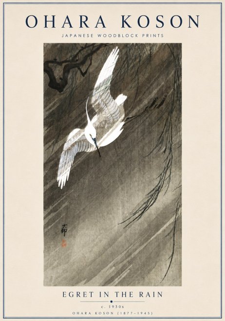 Ohara Koson Egret in the Rain II No3 - Poster