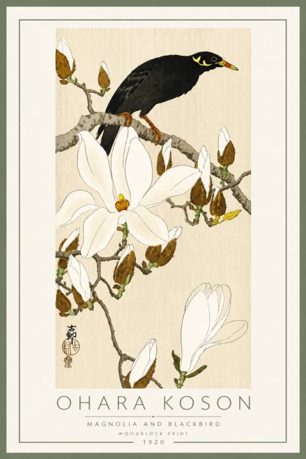 Ohara Koson Magnolia and Blackbird No5 - Poster
