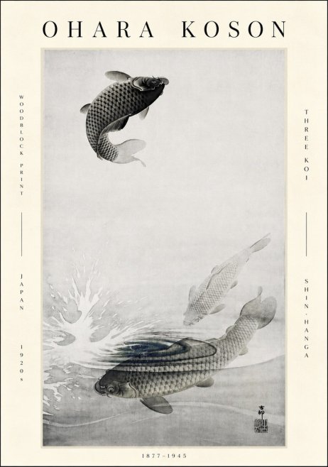 Ohara Koson Three Koi No3 - Poster
