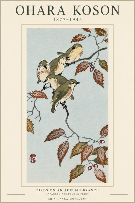 Ohara Koson Birds on an Autumn Branch No1 - Poster