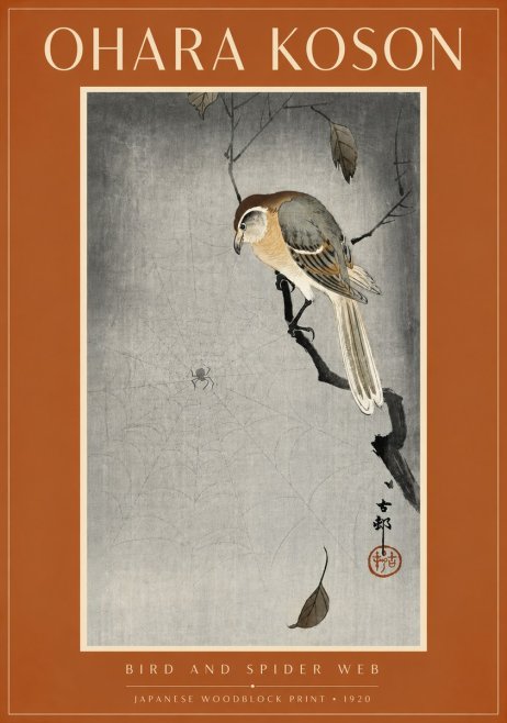 Ohara Koson Bird and Spider Web II No6 - Poster