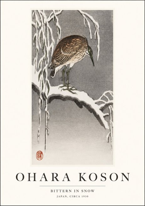 Ohara Koson Bittern in Snow No1 - Poster