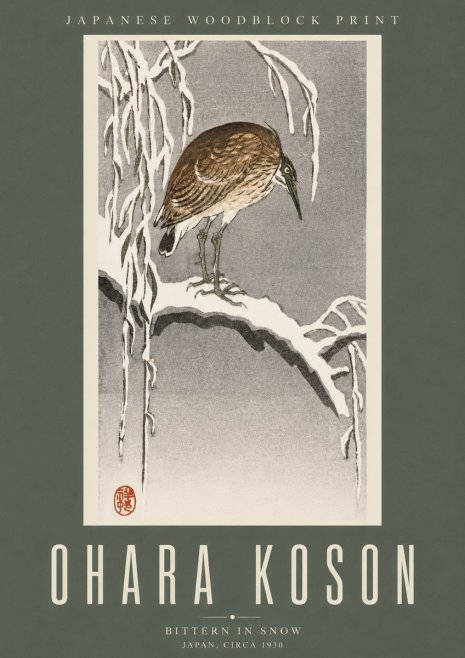 Ohara Koson Bittern in Snow No2 - Poster