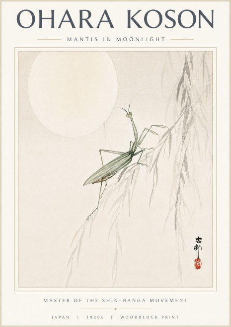 Ohara Koson Mantis in Moonlight No5 - Poster