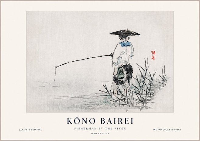 Kōno Bairei Fisherman by the River No1 - Poster