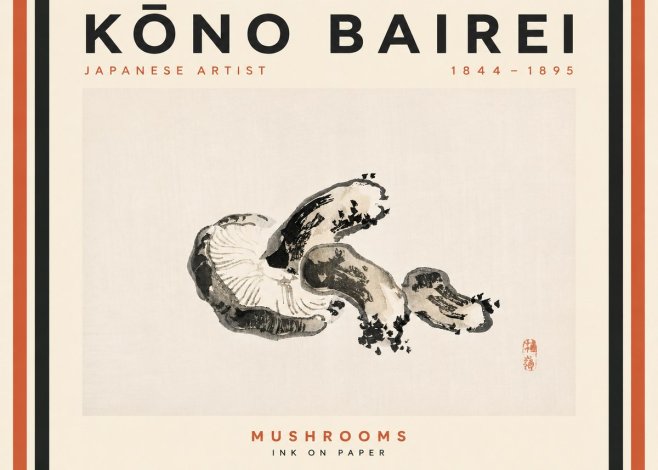 Kōno Bairei Mushrooms No4 - Poster