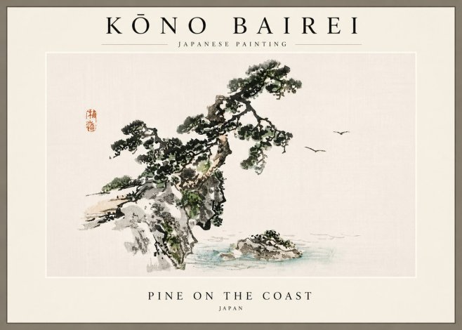 Kōno Bairei Pine on the Coast No6 - Poster