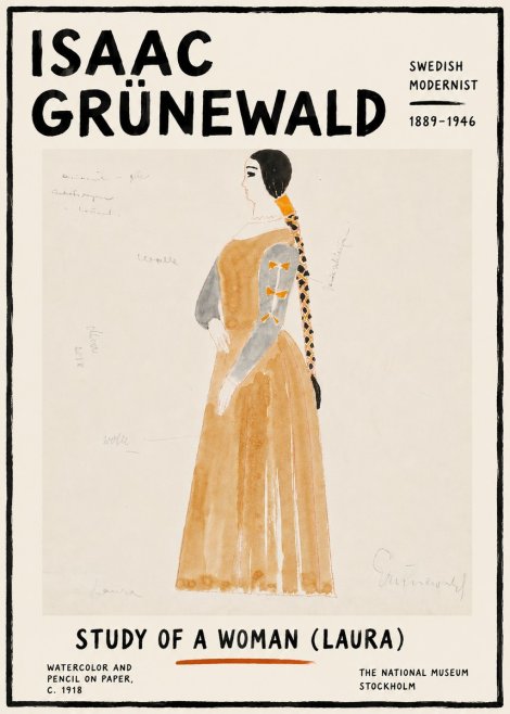 Isaac Grünewald Study of a Woman (Laura) No6 - Poster