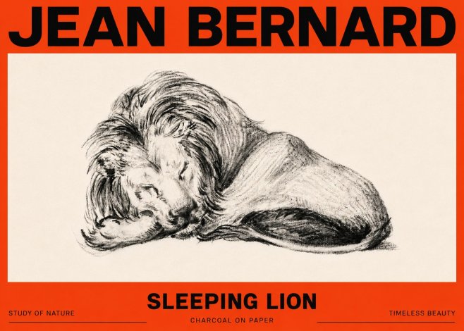 Jean Bernard Sleeping Lion No6 - Poster