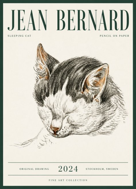 Jean Bernard Sleeping Cat V No6 - Poster