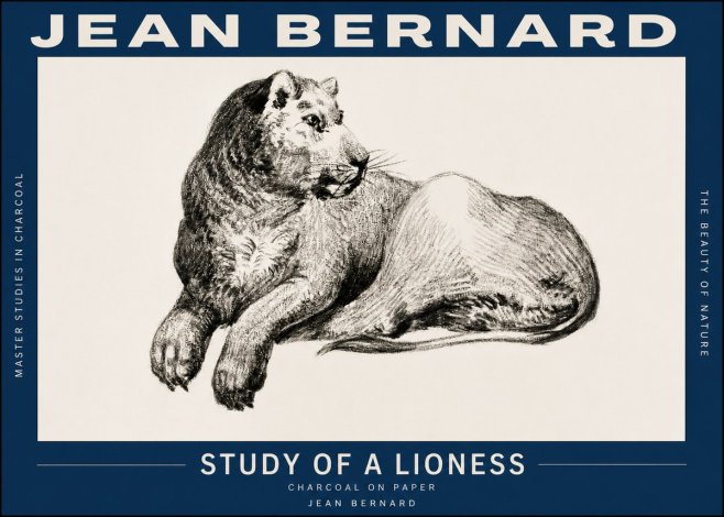 Jean Bernard Lying Lioness No3 - Poster