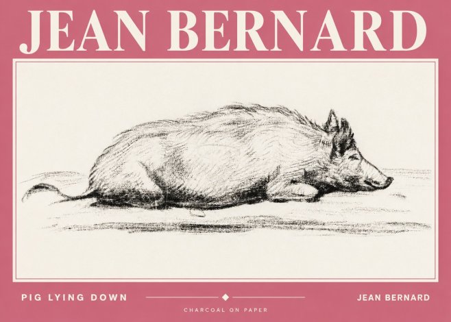 Jean Bernard Resting Pig I No4 - Poster