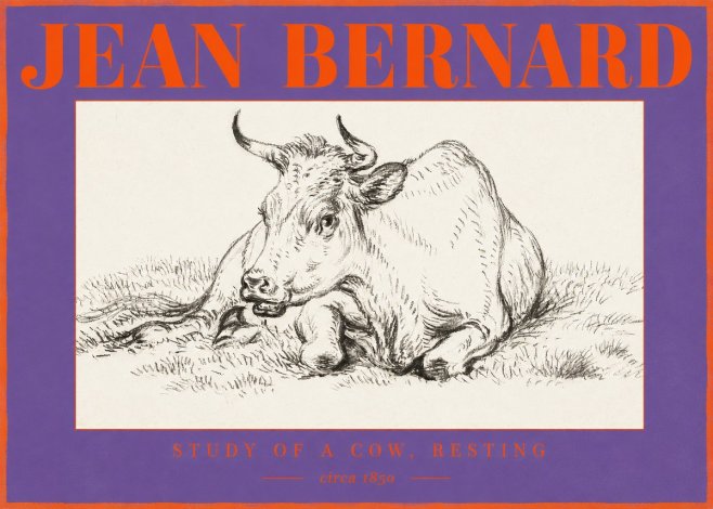 Jean Bernard Study of a Cow, Resting No2 - Poster
