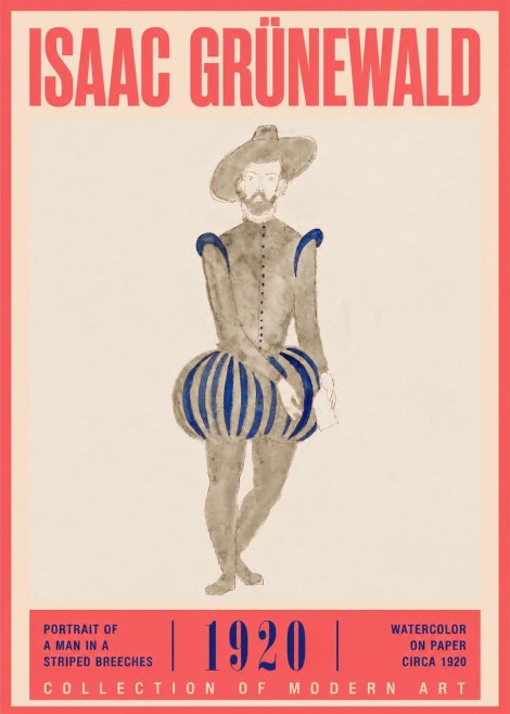 Isaac Grünewald Portrait of a Man in a Striped Breeches No2 - Poster