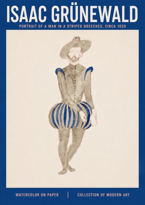 Isaac Grünewald Portrait of a Man in a Striped Breeches No3 - Poster