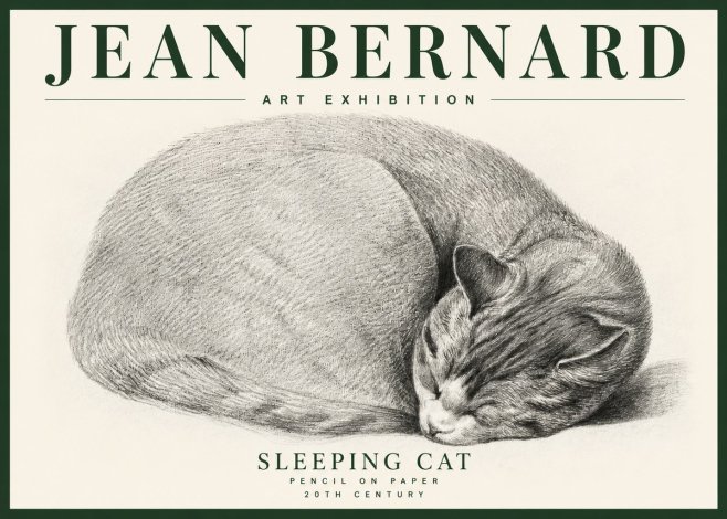 Jean Bernard Sleeping Cat IX No4 - Poster
