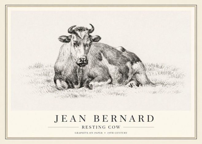 Jean Bernard Resting Cow V No1 - Poster