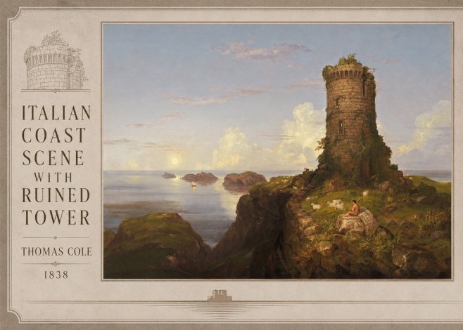 Thomas Cole Italian Coast Scene with Ruined Tower I No2 - Poster