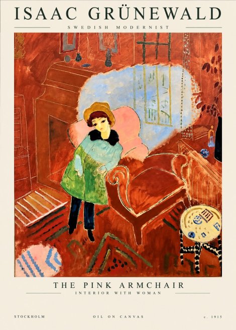Isaac Grünewald Interior with Young Girl No2 - Poster