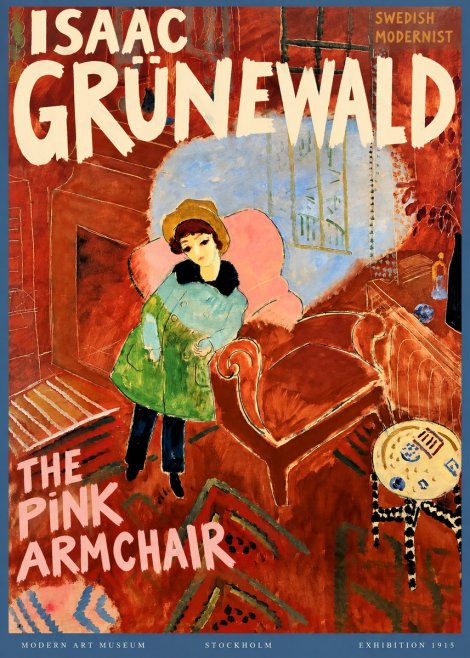 Isaac Grünewald Interior with Young Girl No3 - Poster