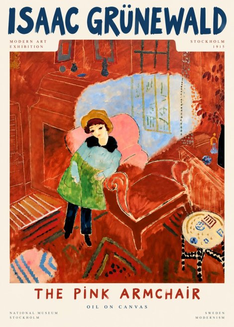 Isaac Grünewald Interior with Young Girl No5 - Poster