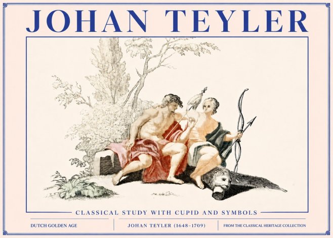Johan Teyler Classical Study with Cupid and Symbols No3 - Poster