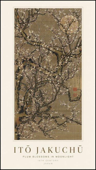 Itō Jakuchū Plum Blossoms in Moonlight No1 - Poster