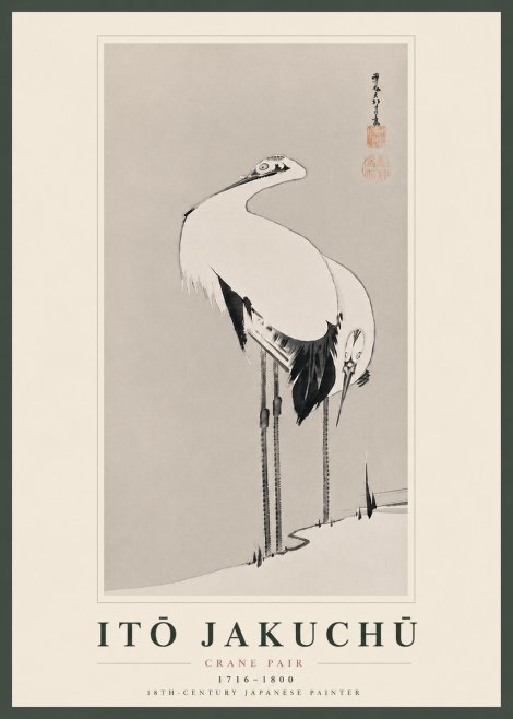 Itō Jakuchū Crane Pair No8 - Poster