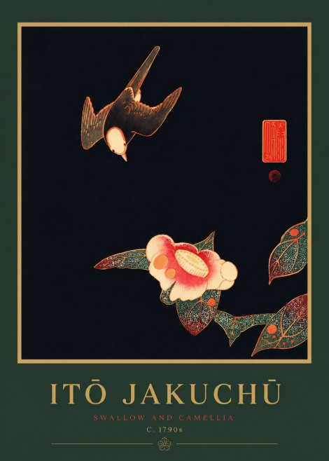 Itō Jakuchū Swallow and Camellia No4 - Poster