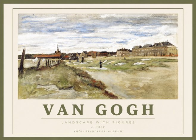 Van Gogh Landscape with Figures No3 - Poster
