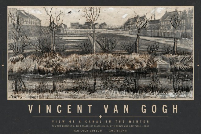 Van Gogh View of a Canal in the Winter No5 - Poster