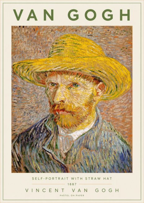 Van Gogh Self-portrait with Straw Hat I No2 - Poster