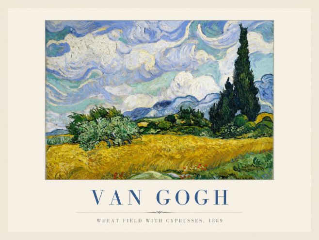 Van Gogh Wheat Field with Cypresses, 1889 No1 - Poster