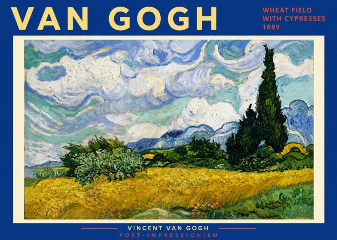 Van Gogh Wheat Field with Cypresses, 1889 No6 - Poster