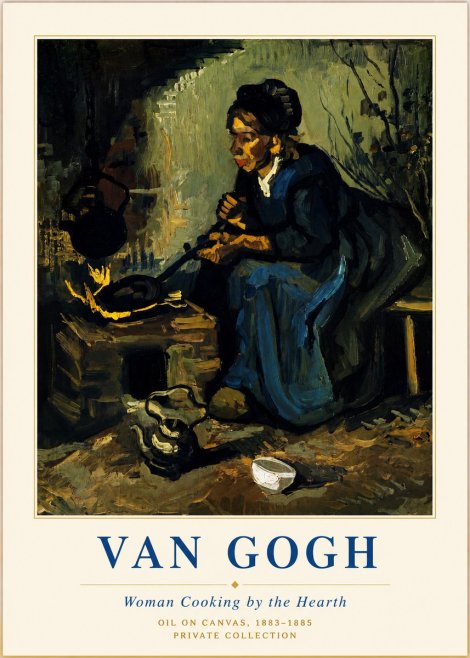 Van Gogh Woman Cooking by the Hearth No3 - Poster