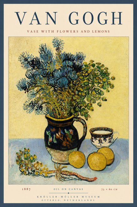 Van Gogh Vase with Flowers and Lemons No2 - Poster