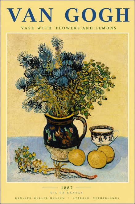 Van Gogh Vase with Flowers and Lemons No5 - Poster