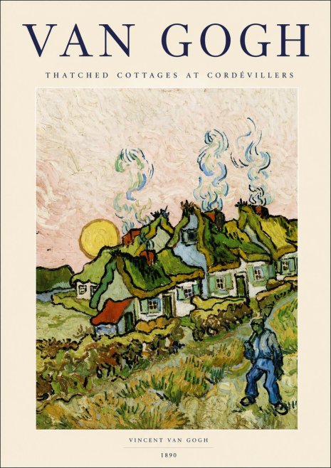 Van Gogh Cottages with Thatched Roofs No3 - Poster