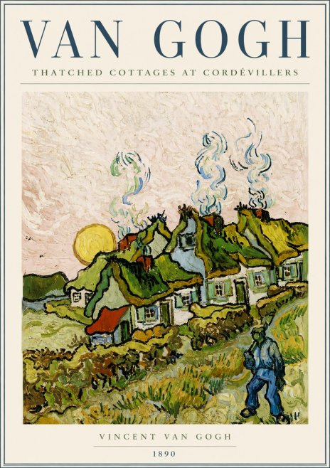 Van Gogh Cottages with Thatched Roofs No6 - Poster