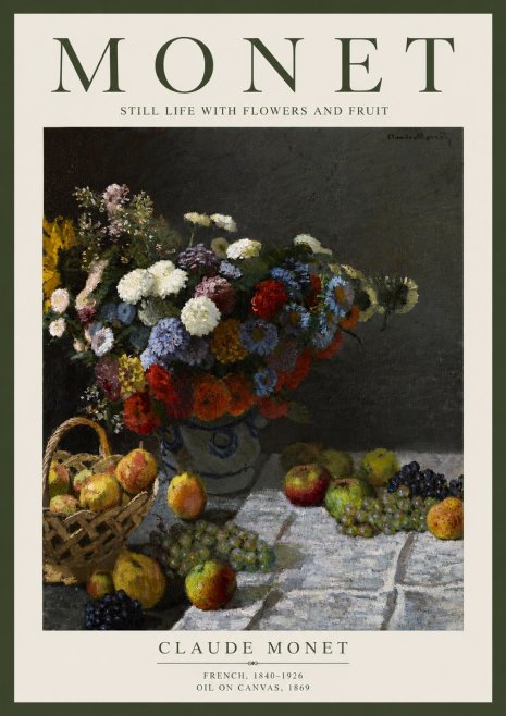 Monet Still Life with Flowers and Fruit No4 - Poster