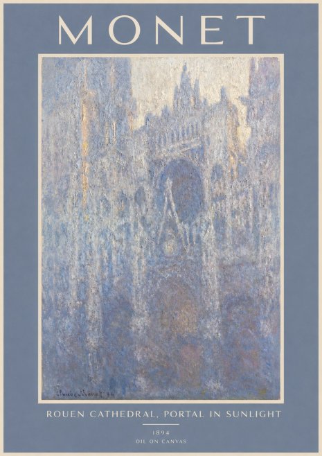 Monet Rouen Cathedral, Portal in Sunlight No2 - Poster
