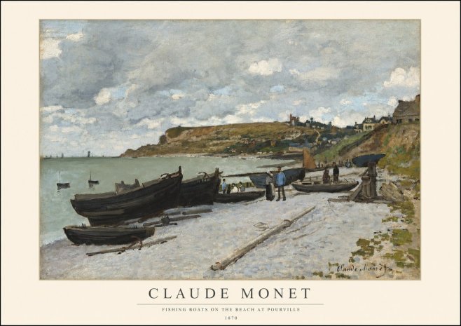 Monet Fishing Boats on the Beach at Pourville No1 - Poster