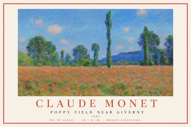 Monet Poppy Field Near Giverny No5 - Poster
