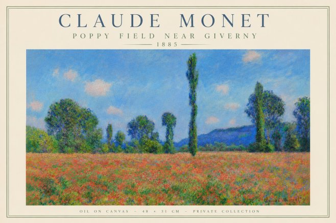Monet Poppy Field Near Giverny No6 - Poster