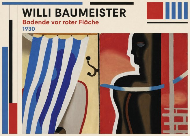Willi Baumeister Badende Vor Roter Fläche No4 - Poster