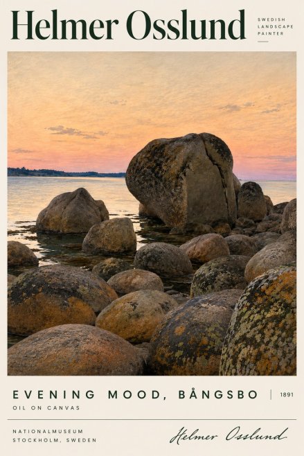Helmer Osslund Evening Mood, Bångsbo - 1891 No4 - Poster