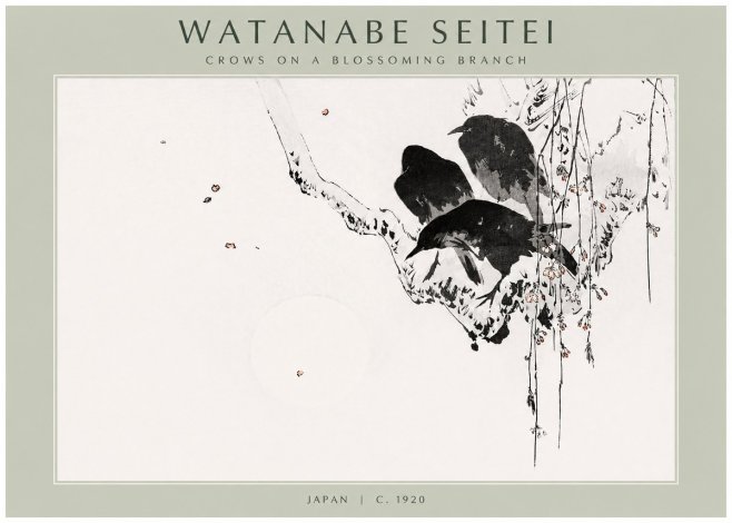 Watanabe Seitei Crows on a Blossoming Branch No2 - Poster
