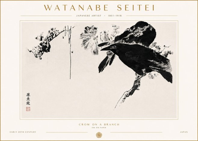 Watanabe Seitei Crow on a Branch No6 - Poster