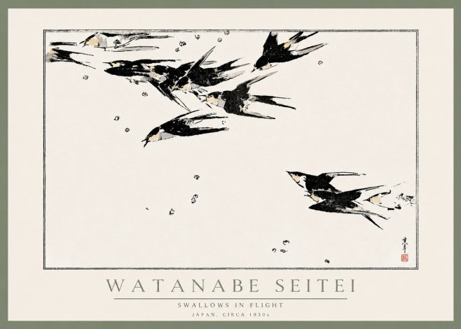 Watanabe Seitei Swallows in Flight No6 - Poster