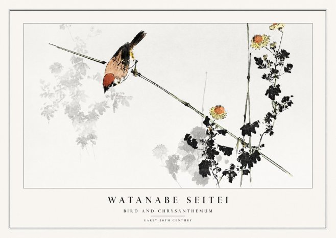 Watanabe Seitei Bird and Chrysanthemum No1 - Poster